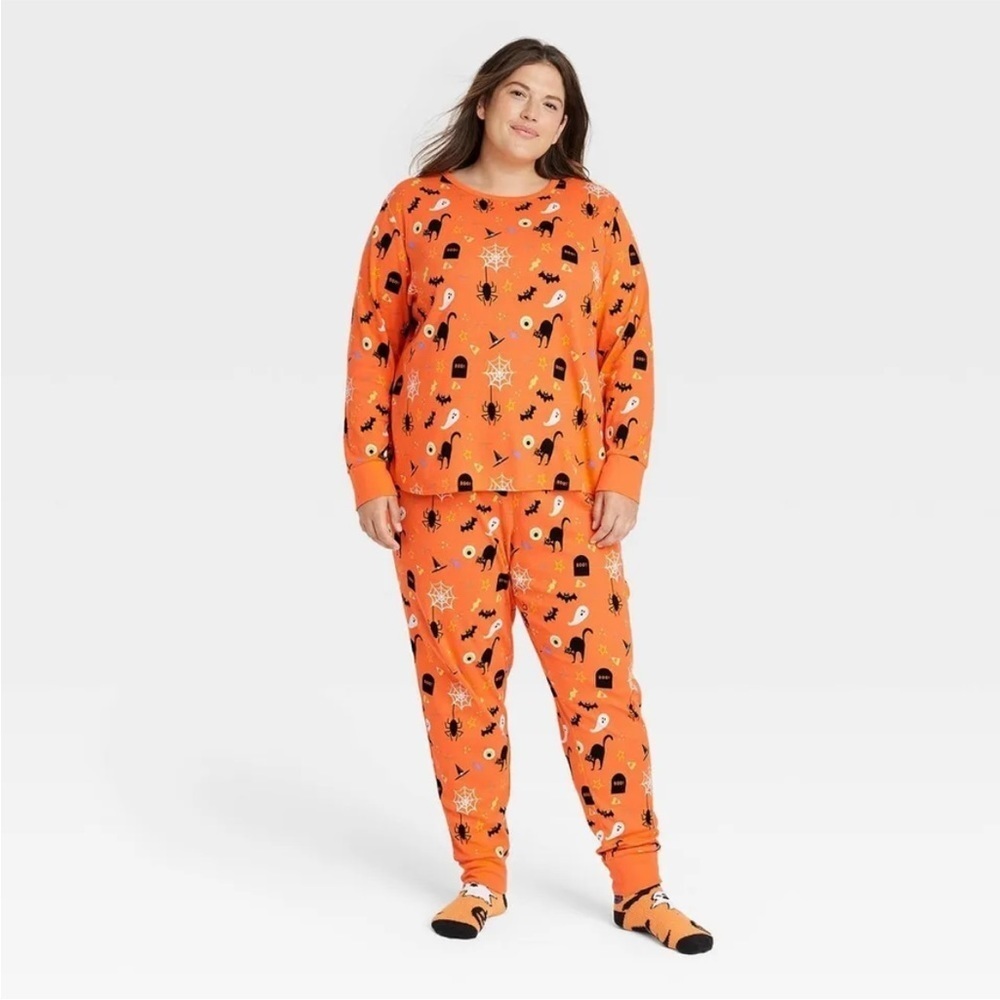 New Hyde and eek orange Halloween women pajamas set plus size 2x pj witch spider